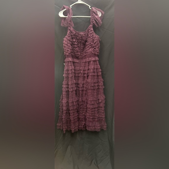 MAC DUGGAL 8054 NWT Ruffle Cap Sleeve Tiered Midi Dress - Picture 6 of 10